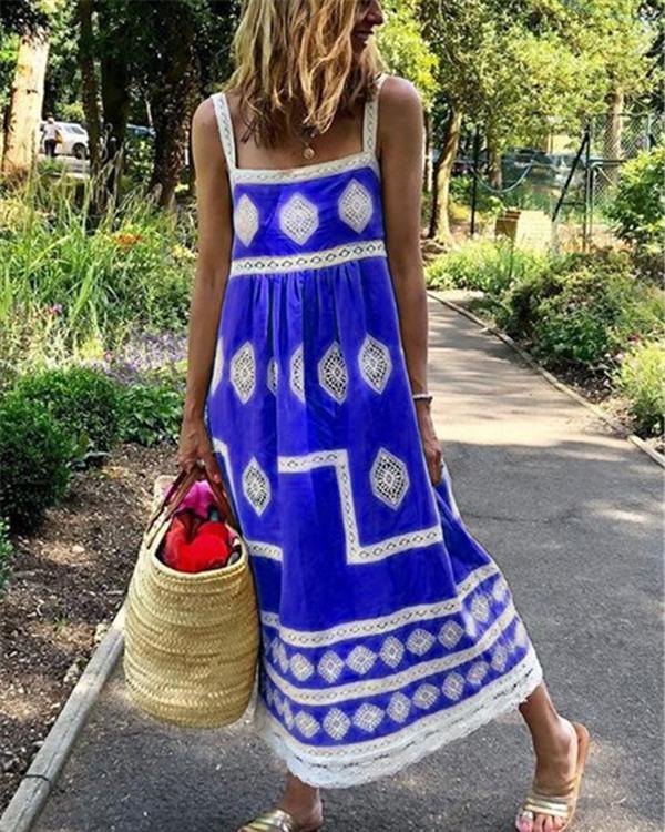 Bohemian Sling Printed Sleeveless Maxi Dresses