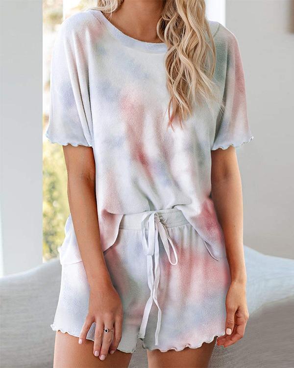 Printed Ruffle Soft Top and Pants PJ Set Nightwear Sleepwear Loungewear