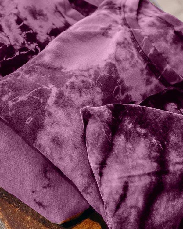 Loose Crew Neck Tie Dye Waist Tie Sweatsuit